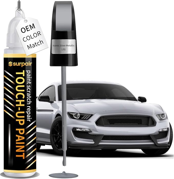 Iconic Silver Metallic JS/M7432A Touch up Paint for Ford OEM Color Match Car Scratch Repair Kit for Nicks & Chips Scratches Quick & Easy Paint Fix 2-In-1 Car Scratch Remover Pen