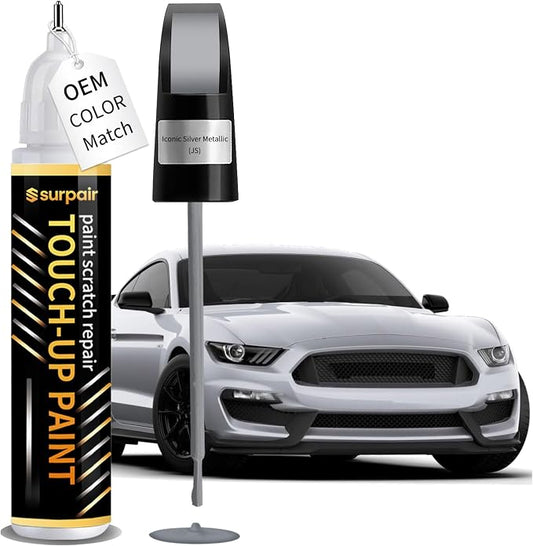 Iconic Silver Metallic JS/M7432A Touch up Paint for Ford OEM Color Match Car Scratch Repair Kit for Nicks & Chips Scratches Quick & Easy Paint Fix 2-In-1 Car Scratch Remover Pen