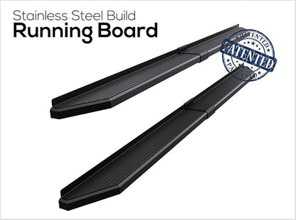 APS Wheel-to-Wheel Stainless Steel Flat Style Running Boards Compatible with Ram 1500 2009-2018 Crew Cab 6.5ft Bed & Ram 2500 3500 2010-2026 | 6" Side Steps Nerf Bars | Triple-Layer Powder Coat