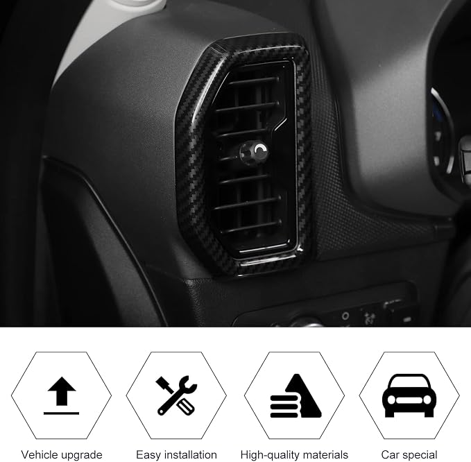 RT-TCZ Carbon Fiber Air Vents Trim Cover Air Condition Decoration Ring Kit Interior Accessories for Ford Bronco Sport 2021 2022