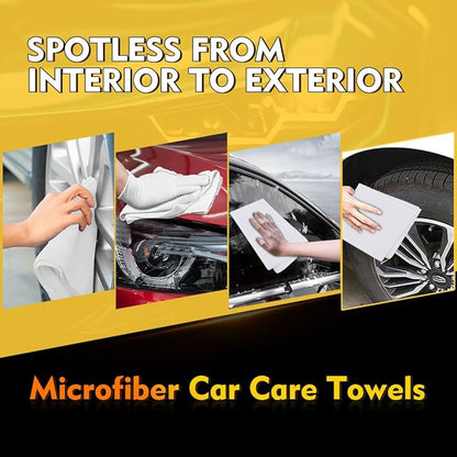 HOMEXCEL White Microfiber Cleaning Cloths 100 Pack, Reusable Cleaning Rags Shop Towels - Bulk Multipurpose Microfiber Towels, Lint Free Cleaning Towels for Car, House & Kitchen, 11.5 x 11.5 inch