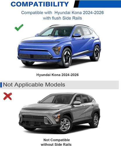 Wonderdriver Roof Rack Cross Bars 300lbs Compatible with Hyundai Kona & Kona Electric 2024 2025 2026, Heavy Duty Aluminum Lockable Roof Rails Crossbars Black Rooftop Cargo Carrier Luggage