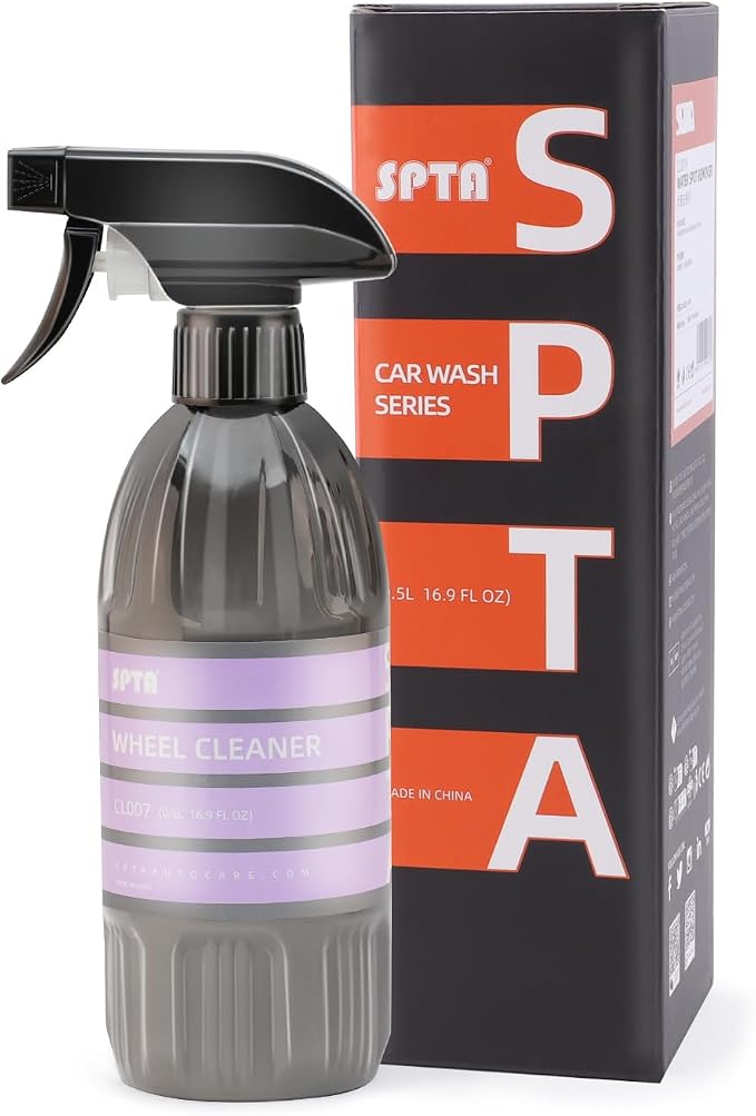 SPTA Wheel & Tire Cleaner, 16oz 500ml Rim Cleaner Spray Brake Dust, Iron Remover, All in One Tire & Wheel Car Wash Wheel Well Cleaning Spray for Car Detailing,Safe On Most Rim Finishes -CL007