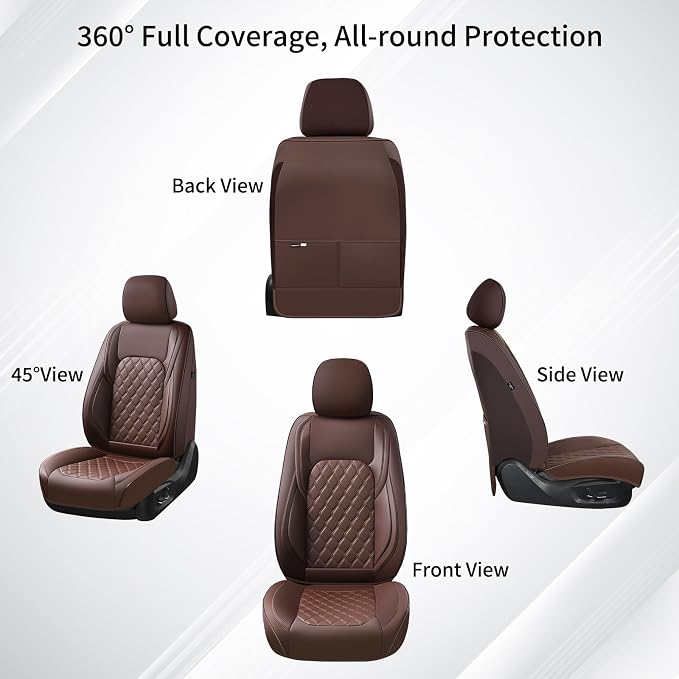 Huidasource Front Seat Covers Fit for Toyota Tacoma 2016-2023 SR SR5 Limited TRD Sport/Pro/Off Road All Cab Front Row, 360° Full-wrap Leather Automotive Car Seat Cushion Cover (Front Pair/Coffee)