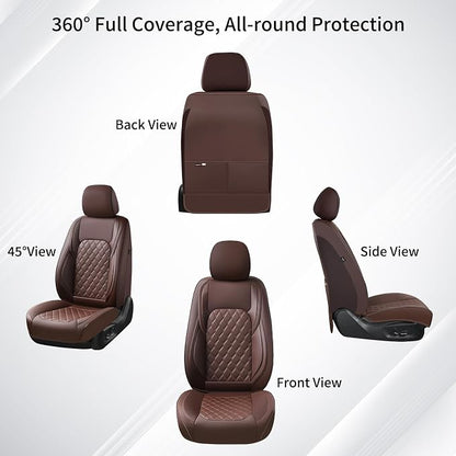 Huidasource Front Seat Covers Fit for Toyota Tacoma 2016-2023 SR SR5 Limited TRD Sport/Pro/Off Road All Cab Front Row, 360° Full-wrap Leather Automotive Car Seat Cushion Cover (Front Pair/Coffee)