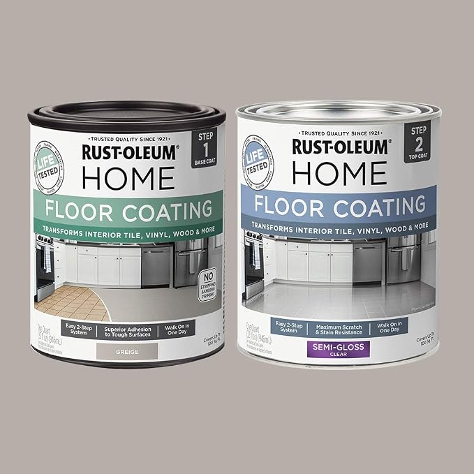 Rust-Oleum 367602 Home Interior Floor Coating Kit, Semi-Gloss Greige