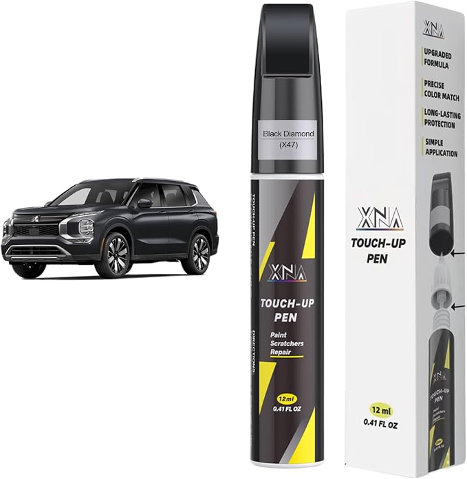 XNA Black Diamond(X47) for Mitsubishi Touch Up Paint, 2 in 1 Car Scratch Remover with Pen Tip and Brush, Exact Color-Matched for Car Paint Scratch Repair, Quick & Easy Fix Chips and Nicks
