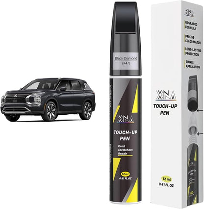 XNA Black Diamond(X47) for Mitsubishi Touch Up Paint, 2 in 1 Car Scratch Remover with Pen Tip and Brush, Exact Color-Matched for Car Paint Scratch Repair, Quick & Easy Fix Chips and Nicks
