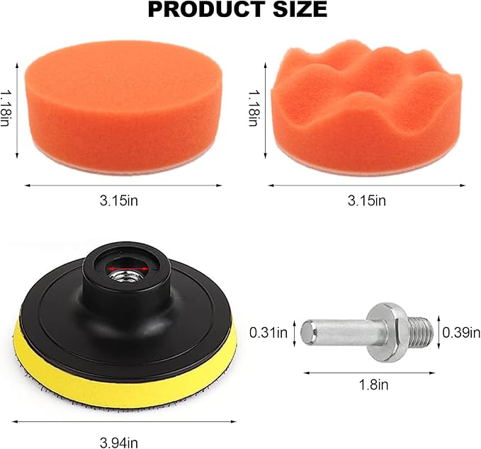 11 Pcs Polishing Pads Kit,3 Inch Sponge Buffing Pads,Buffer for Car Detailing, Polishing Wheel for Drill,Car Buffer Polisher Kit Drill Buffing Kit for Car Polishing, Waxing, Sealing Glaze