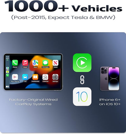 Wireless CarPlay Adapter for Apple iPhone – Converts Wired to Wireless, Gold-Plated USB Bluetooth Dongle, No Lag for Long Drives, Plug & Play for Cars from 2016 with Factory CarPlay
