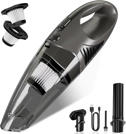 Handheld Vacuum Cordless, 11KPA Strong Suction & 25 Mins Runtime Brushless Motor, Rechargeable Car Vacuum Cleaner with 2 HEPA Filter/Multi-Accessories/Lightweight, for Home/Car/Office Cleaning