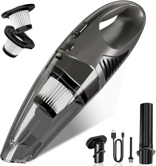 Handheld Vacuum Cordless, 11KPA Strong Suction & 25 Mins Runtime Brushless Motor, Rechargeable Car Vacuum Cleaner with 2 HEPA Filter/Multi-Accessories/Lightweight, for Home/Car/Office Cleaning