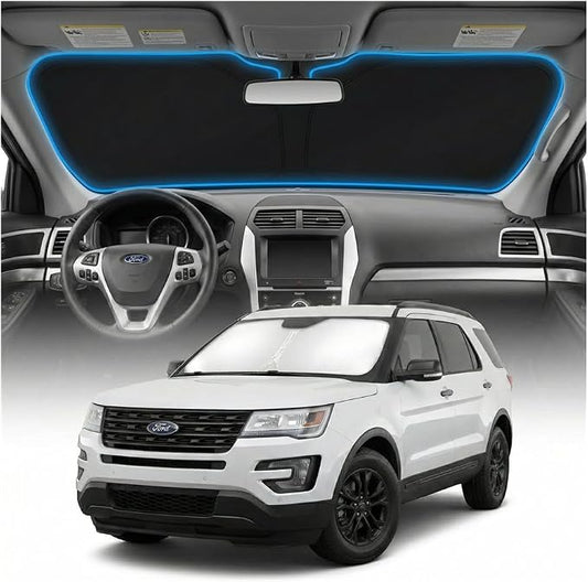 for Ford Explorer Sun Shade Windshield Cover - Custom Fit Explorer Accessories 2011-2015 Sunshade Foldable UV Protection & Heat Shield Sun Visor Accessories