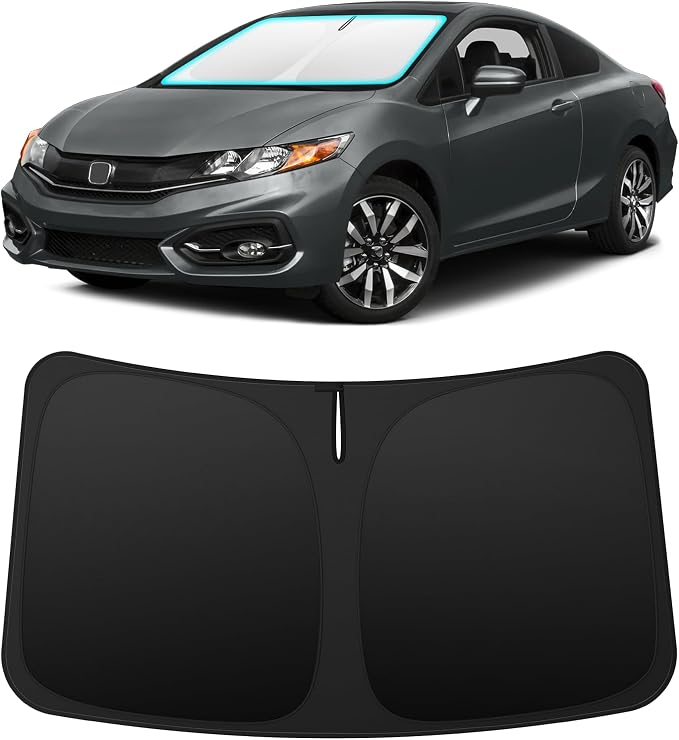 INSAUTO Custom Fit Windshield Sun Shade Accessories for Honda Civic 2012-2015, Foldable Front Window Sunshade, UV & Heat Reflector, Keeps Interior Cool, Includes Storage Bag