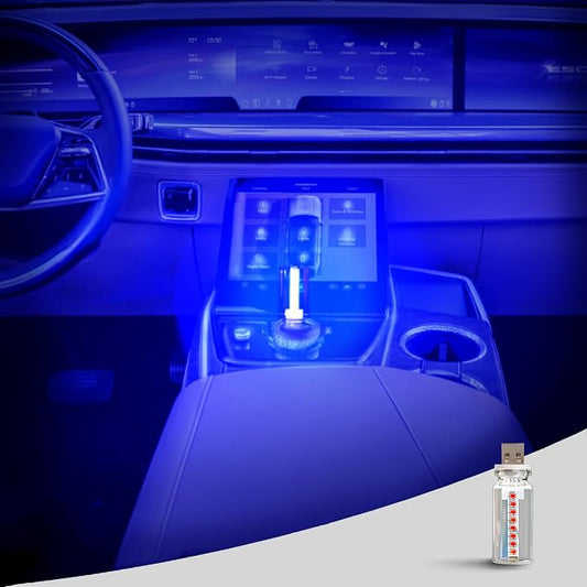 Mini USB Touch Control LED Ambient Light -4 Lighting Modes (Stable/dimmable SOS, Slow Flash, Breathing) Suitable for car interiors, Homes, Camping, and Party Decorations (Blue)