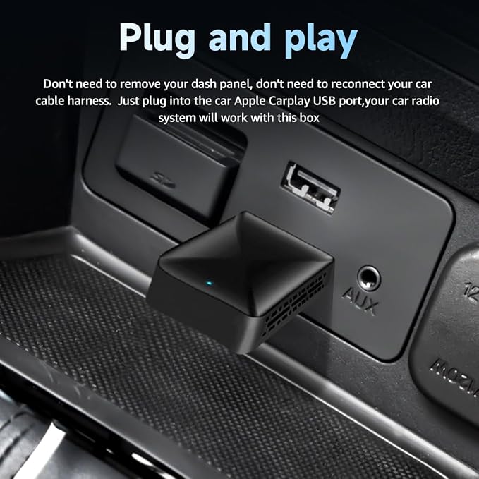 Mini Wireless Carplay Adapter 2026, Easy to Set Up and Upgrade Wired CarPlay&Android Auto to Wireless, Connects Quickly, Portable Mini Car Play Dongle, Fit for Cars with Built-in CarPlay