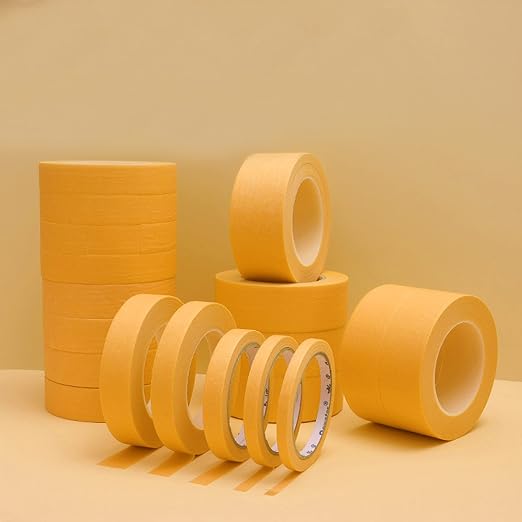 6 Rolls Fine Line Tape 1/16, 1/8, 1/5, 2/5, 1/2, 3/4 Inch x 55 Yard Fineline Masking Tape Painter Adhesive Automotive for DIY Car Auto Paint (Yellow, Mixed Sizes)