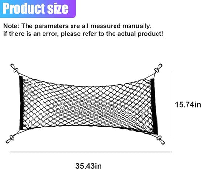 ZIMISI Car Cargo Net, Elastic Stretchable Car Trunk Cargo Storage Net with Hooks, Double-Layer Nylon Truck Organizer Mesh, Vehicle Interior Accessories for Most SUVs, Trucks (35.4x15.7 inch/90×40 cm)