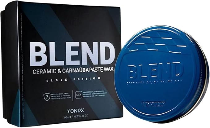 Vonixx Blend Ceramic & Carnauba Paste Wax - Black Edition | Deep Shine for Dark Paints | Ultimate Automotive Care Solution | Lasts up to 7 Months | Water Repellent | 3.4 oz (100 mL)