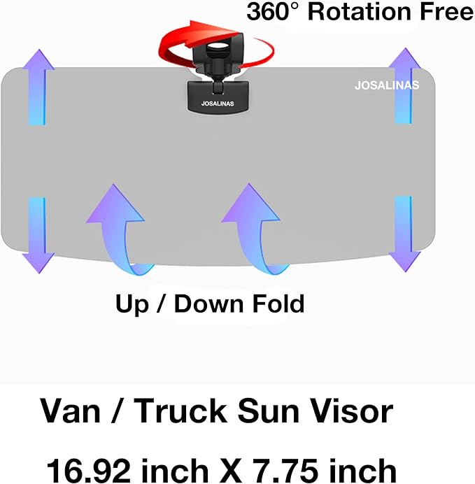 Automotive Sun Visors for Car, Van, Truck, Polarized Protection, Universal Install Anti-Glare Extender (16.92" for Truck/Van Sun Visor)
