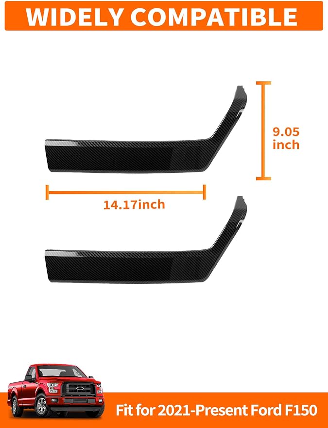 Savadicar Carbon Fiber Interior Accessories - Front Door Handles Trim Cover for Ford F150 (2021-present) - Premium Texture Interior Decor Upgrade Kit, 2-Piece Set