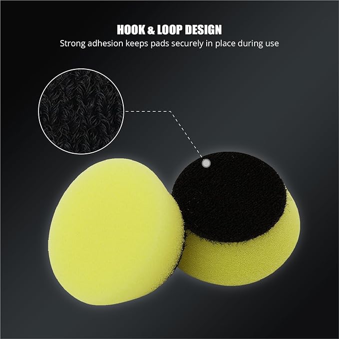 SPTA Yellow T80 Mini High-Cut Foam Polishing Pad Sets, 5Pcs 1.3inch/32mm Sponge Polishing Buffing Pads, Car Foam Detail Polishing Pad Kit for Car Detail Polishing, Small Area Polishing -FPTSS1Y