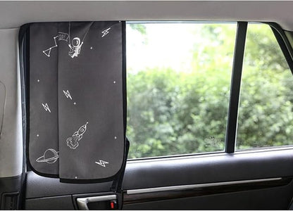 Magnetic Car Sun Shade Curtain for Side Window – Sun Blocker and UV Protector for Baby, Kids, and Pets – Universal Fit with Built-in Magnets for Steel-Framed Door (Moon)