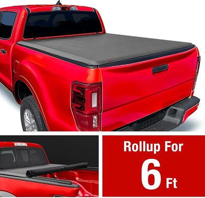 MaxMate Soft Roll-up Truck Bed Tonneau Cover Compatible with 1982-2013 Ford Ranger; 1994-2010 Mazda B-Series | Fleetside 6' (73") Bed | TCF169025