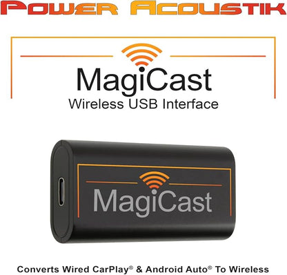 Power Acoustik MagiCast Wireless CarPlay & Android Auto Adapter – Plug & Play Dongle Converts Wired Car Stereos to Wireless – Universal Fit, Fast Auto-Pairing, USB Connection