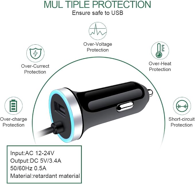 USB C Car Charger, 3.4A Fast Charging Car Charger for Samsung Galaxy S26 S25 Ultra S24 FE S23 S22 S21 S20 S10E S9 S8 Note 20 10 A16 A15 A14 A56 A36 A26 A50 A20 A51 A71 A21 A10E, with 3ft Type C Cable