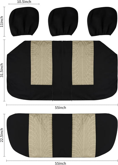 VarCozy Car Seat Covers Full Set, Front & Split Rear Bench for Car, Universal Cloth SUV, Sedan, Van, Automotive Interior Covers, Airbag Compatible