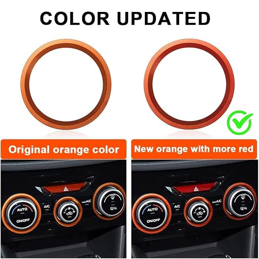 Auovo AC Climate Control Knob Outer Ring Covers Accessories for Forester 2019-2024 Crosstrek 2018-2023 Impreza 2017-2023 Interior for Car Air Condition Switch Control Trim (Red Orange)
