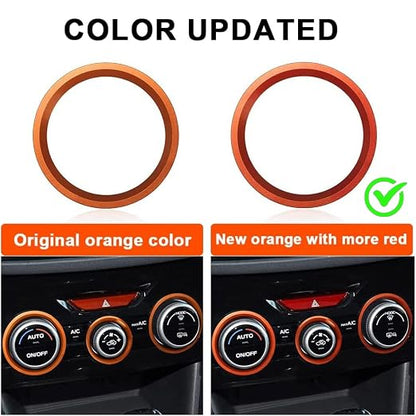 Auovo AC Climate Control Knob Outer Ring Covers Accessories for Forester 2019-2024 Crosstrek 2018-2023 Impreza 2017-2023 Interior for Car Air Condition Switch Control Trim (Red Orange)