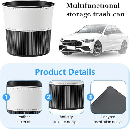 Zpana Car Trash Can, Portable Mini Vehicle Cup Holder Hanging Garbage Container, Multifunctional Automotive Side Door Trash Organizer Can Accessories, Universal for SUV, Sedan, Truck (White)
