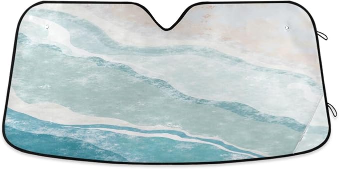Bohemian Summer Beach Windshield Sun Shade for Car Auto SUV Truck Foldable Front Window Sunshade Sun Visor Protector Block UV Rays Reflect Heat, 55" x 28"