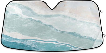 Bohemian Summer Beach Windshield Sun Shade for Car Auto SUV Truck Foldable Front Window Sunshade Sun Visor Protector Block UV Rays Reflect Heat, 55" x 28"