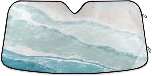 Bohemian Summer Beach Windshield Sun Shade for Car Auto SUV Truck Foldable Front Window Sunshade Sun Visor Protector Block UV Rays Reflect Heat, 55" x 28"