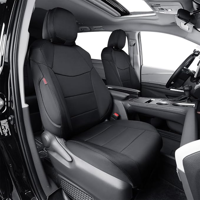 EKR Sienna Seat Covers for 2021-2026 Toyota Sienna XLE,XSE,Limited,Platinum,7 Seats,2nd Row Captain Chairs W/NO Legrest,Waterproof Seat Covers Full Set for Cars-Neoprene(Black)