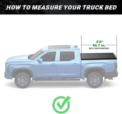 Low Profile Flip Up Truck Bed Tonneau Cover for 2007-2021 Toyota Tundra 5' 6" Bed (66.7")