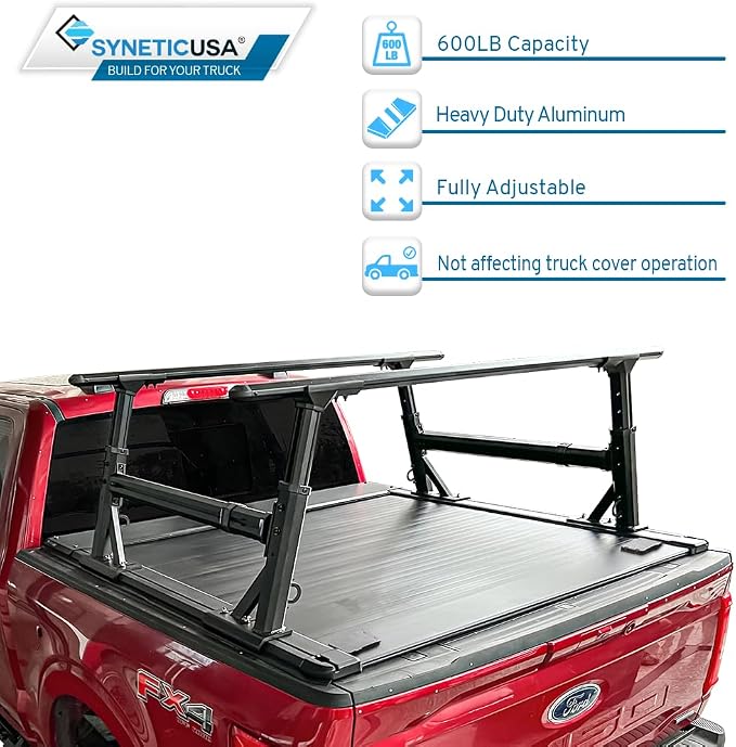 Syneticusa Hard Retractable Tonneau Cover for Ford F150 5.5 Ft Bed with Rack R1 Fits 2004-2026 | Double Locking Truck Bed Cover | Waterproof No Drill One Person Install | 5-Year Protection Plan
