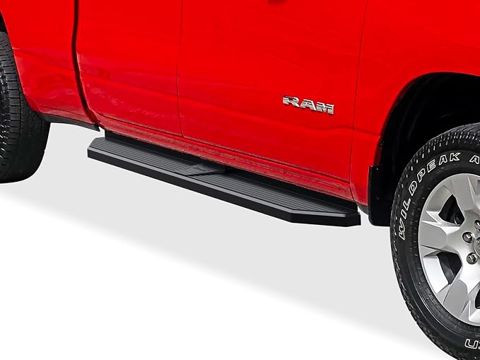 APS 6-inch (Black Stainless Steel Flat Style) Running Boards Nerf Bars Side Steps Compatible with Ram 1500 2019-2026 Quad Cab for New Body Style Only (Exclude 19-24 Ram 1500 Classic)