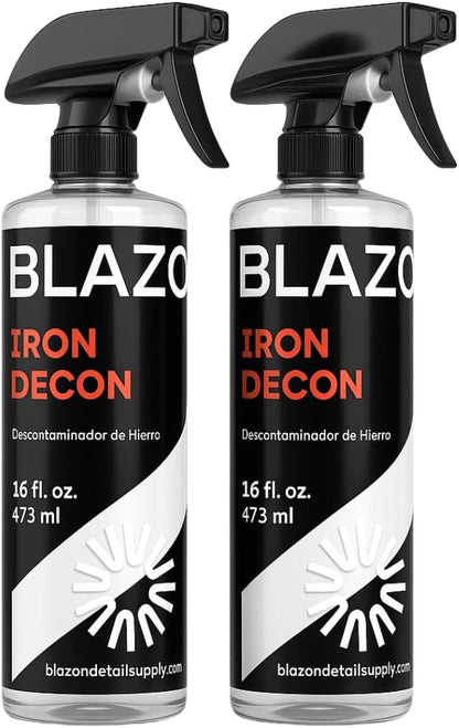 BLAZON Iron Decon - Heavy Duty Iron Remover & Wheel Cleaner, 2X Concentration for Rapid Removal of Iron Buildup, Brake Dust, and Rust Spots, Low Odor Formula - Citrus Scent - 16 Oz