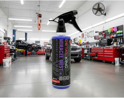 Detail King Miracle Mist+ Car Cleaning Spray Wax for Waterless Car Wash - Car Window Cleaner - Safe on all Surfaces - 16 Oz