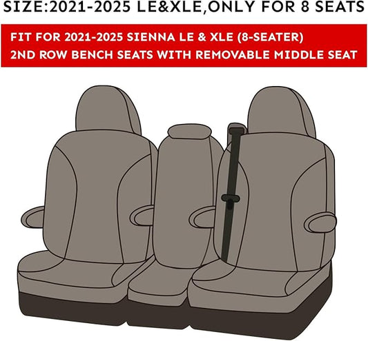 EKR Sienna Seat Covers for Toyota Sienna LE,XLE,XLE Plus 8-Passenger Seating 2021 2022 2023 2024 2025 2026,Front Seat and Rear Seat,Black Car Seat Covers - 1st and 2nd Row Only,Leather(Black)