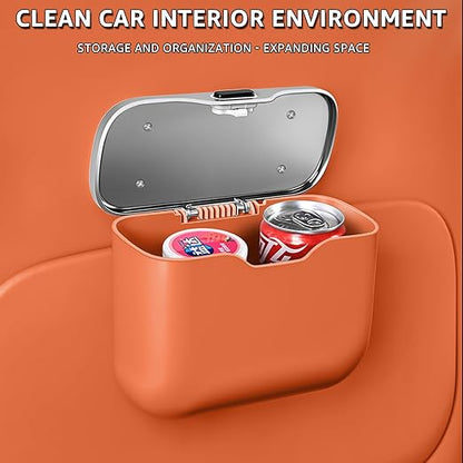 HOLDCY Car Trash Can, Waterproof Multi‑Functional Auto Trash Bin for Door/Console/Seat Back, Universal Vehicle Garbage Can for Car/Truck/SUV Drivers (Orange)