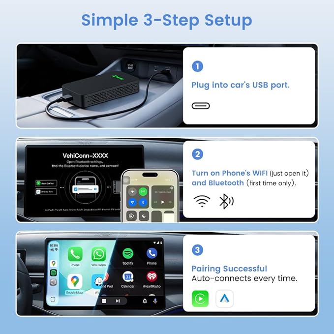 Carlinkit 5.0 Wireless CarPlay & Android Auto Adapter 2air, Plug & Play, No Lag, Stable Connection, Online Update, for Cars with OEM Wired CarPlay & Android Auto (2016-2026)