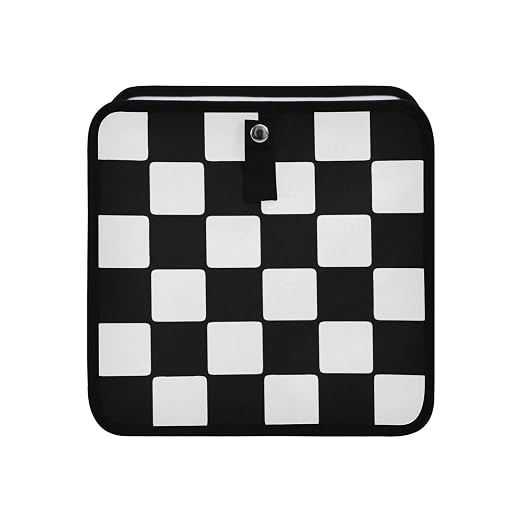 Car Trash Can Car Organizer Car Garbage Can with Adjustable Strap for Back Front Seat Console Waterproof Leakproof Collapsible Portable 8.66 Inch Checkerboard