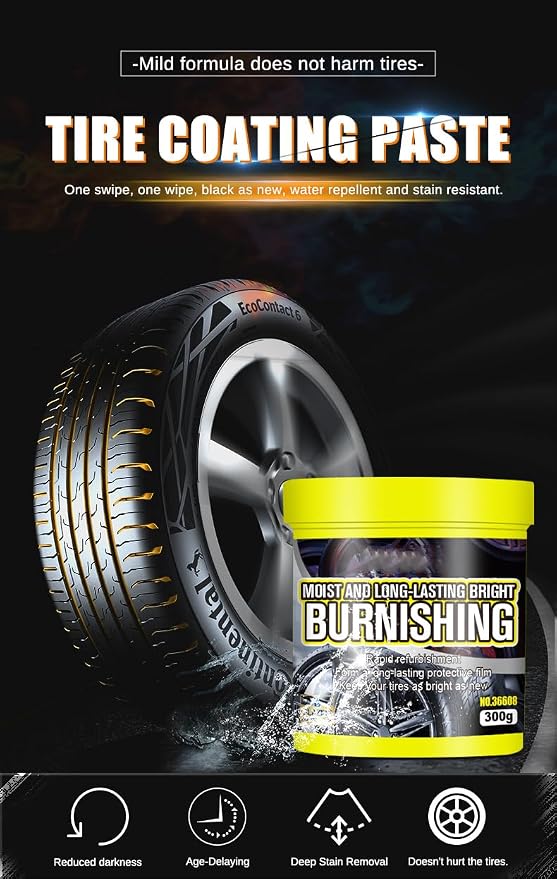 Tire Maintenance And Coating Paste, Long Lasting Tire Shine Wax, Car Tire Shine Gel, Wheel And Tire Cleaner, Car Tire Blackening Coating Wax Long Lasting Shine Rain Resistant Waterless Wax (1pcs)
