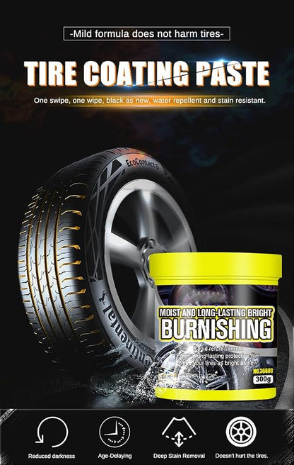Tire Maintenance And Coating Paste, Long Lasting Tire Shine Wax, Car Tire Shine Gel, Wheel And Tire Cleaner, Car Tire Blackening Coating Wax Long Lasting Shine Rain Resistant Waterless Wax (1pcs)