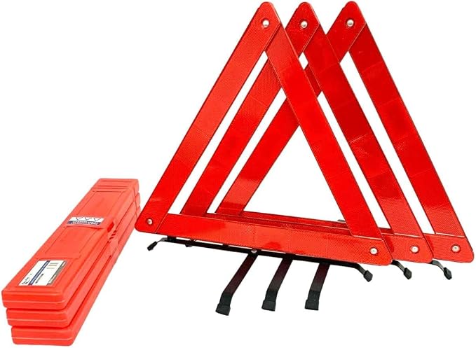 3Pack Emergency Roadside Safety Triangle with Reinforced Cross Base and Carrying Case Foldable